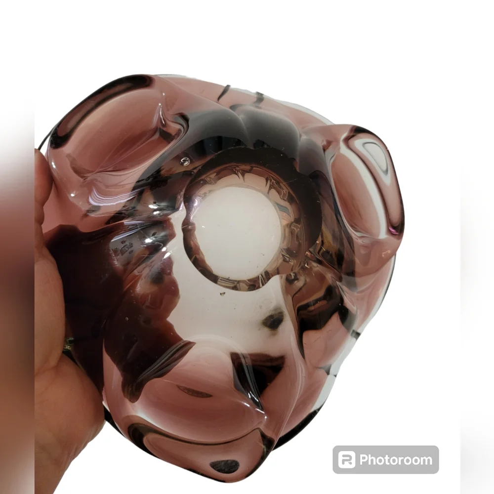 Art Glass Murano Ashtray Candy Dish Plum Amethyst